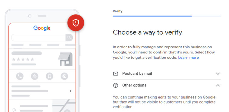 google business listing account verification
